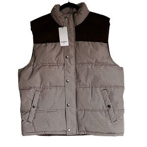 Goodfellow & Co Brown Houndstooth Puffer Vest